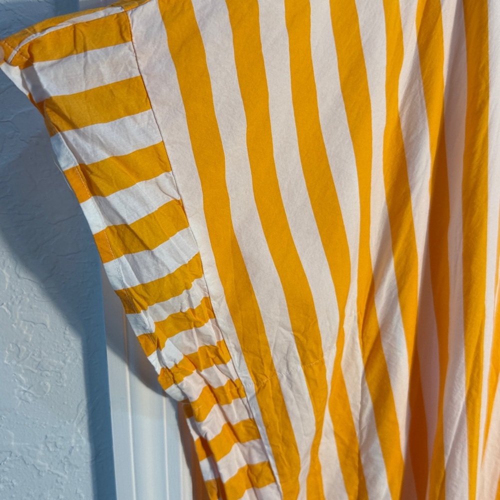 Kate Spade Yellow and White Striped Tunic Beach or Nightgown V Neck Size L/XL - Picture 3 of 6